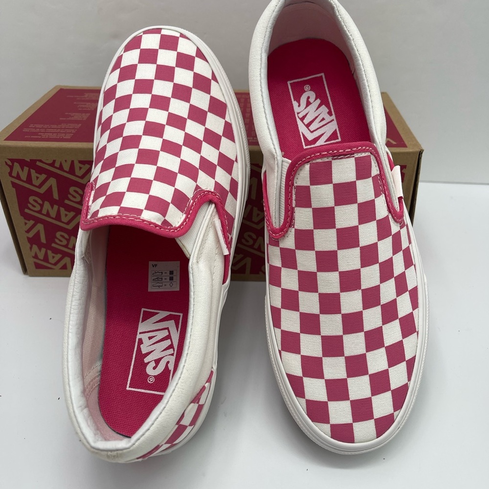 Vans Pink and White Checkered Slip-On Sneakers - Picture 13 of 16